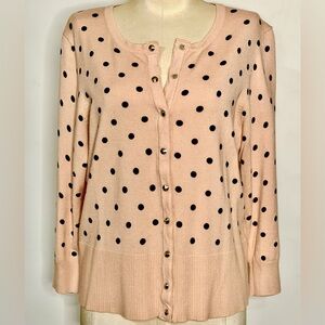 Premise Cute Pink & Black Polka Dot Button-Up Sweater